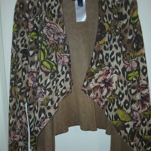 Floral and Leopard Print Women's Sweater